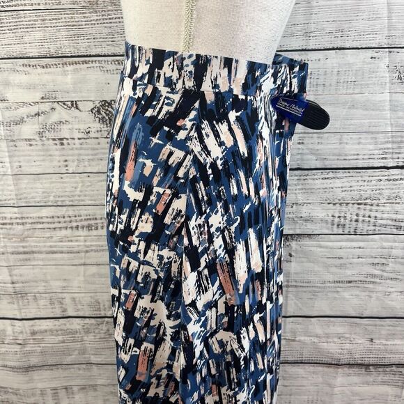 Jones Studio Skirt size Extra Small Long Blue Coral Slinky Stretch A Line Modest - Picture 8 of 11